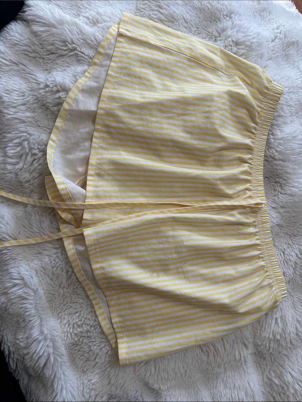 SHEIN Yellow & White Striped Wrap Skort